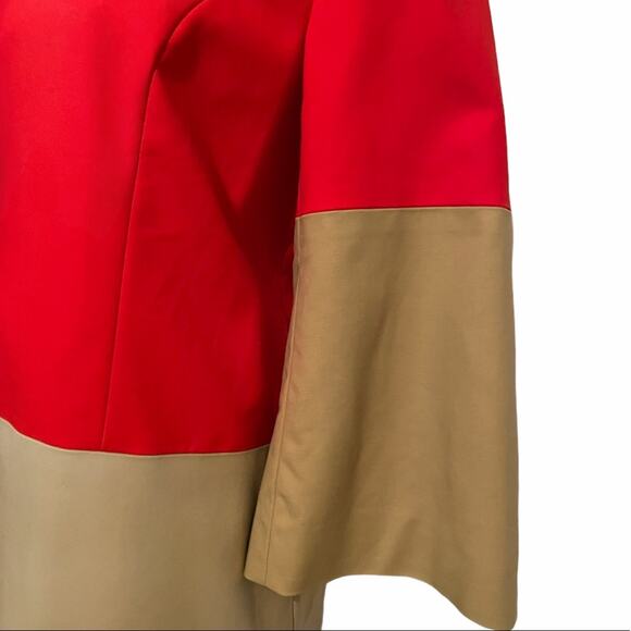 Coldwater Creek Colorblock Long Jacket Red Tan Khaki Bell Sleeves Size 10 - Picture 5 of 10